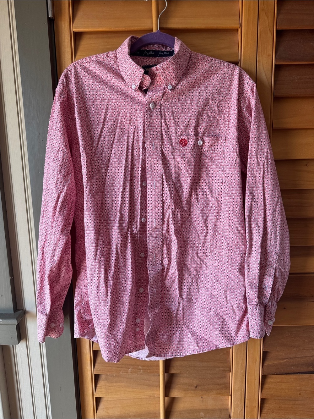 Wrangler George Strait Red Patterned Button-Down Dress Shirt size Medium